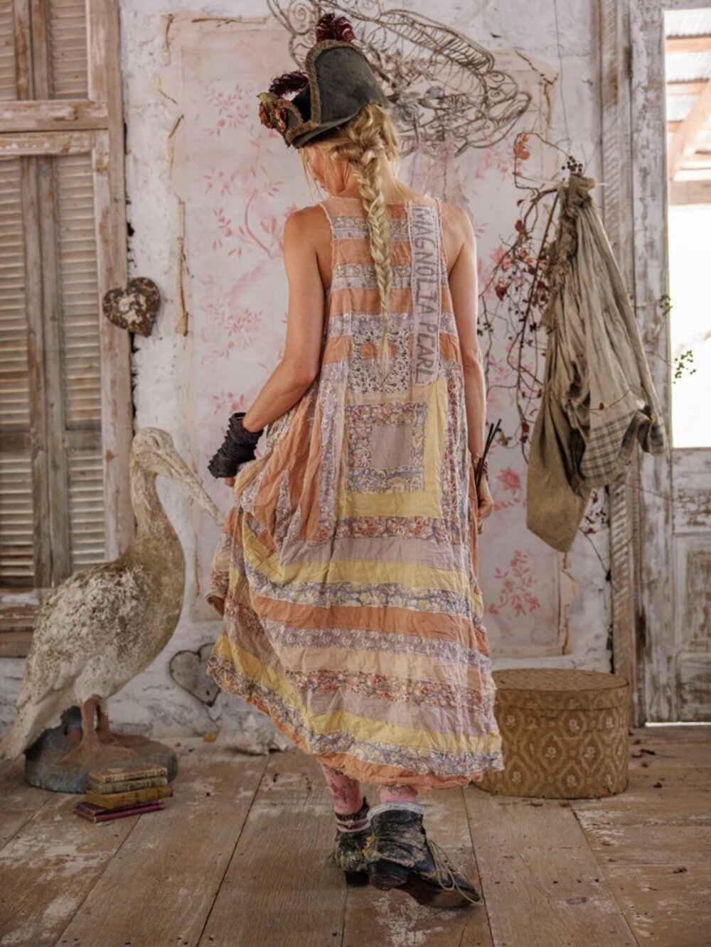 Magnolia Pearl Peach, Cream & Beige Patchwork Maxi Dress NWT - Picture 8 of 8